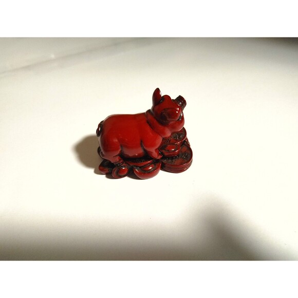 Cinnabar Red Pig Boar Figurine Chinese Horoscope Feng Shui Zodiac Luck Fortune - Picture 3 of 7